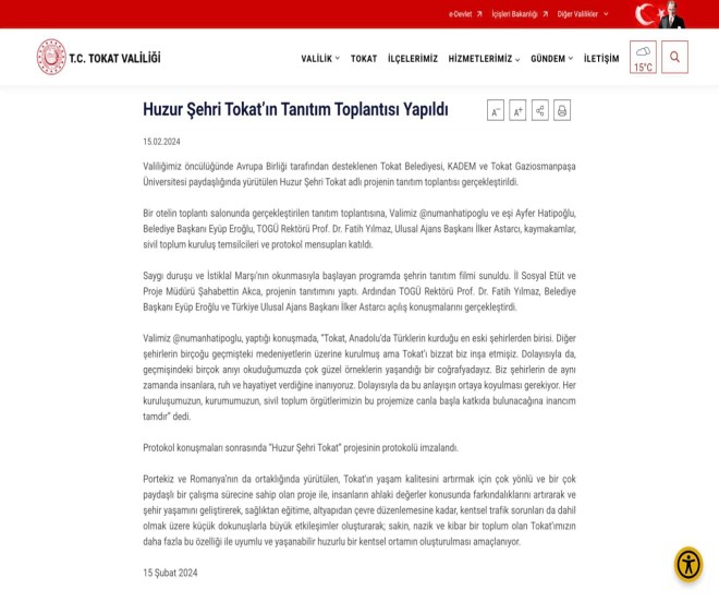Huzur �ehri Tokat'�n Tan�t�m Toplant�s� Yap�ld�