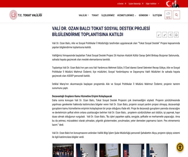 Vali Dr. Ozan Balc� Tokat Sosyal Destek Projesi Bilgilendirme Toplant�s�na Kat�ld�