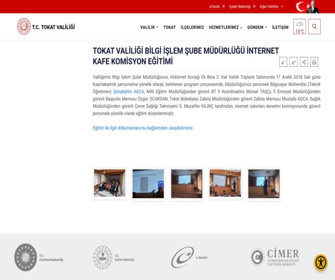 Tokat Valili�i Bilgi ��lem �ube M�d�rl��� �nternet Kafe Komisyon E�itimi