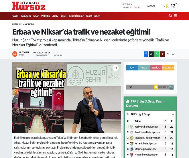 Erbaa ve Niksar'da Trafik ve Nezaket E�itimi